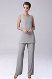 Sliver Jumpsuit/Pantsuit sépare la longueur du sol en mousseline de soie mère de la robe de mariée