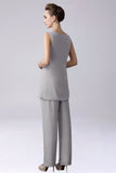 Sliver Jumpsuit/Pantsuit sépare la longueur du sol en mousseline de soie mère de la robe de mariée