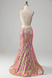 Robe De Soirée sirène scintillante rose vif avec fente