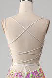 Robe De Soirée sirène scintillante rose vif avec fente