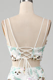 Robe de Soirée sirène scintillante blanche deux pièces avec fente