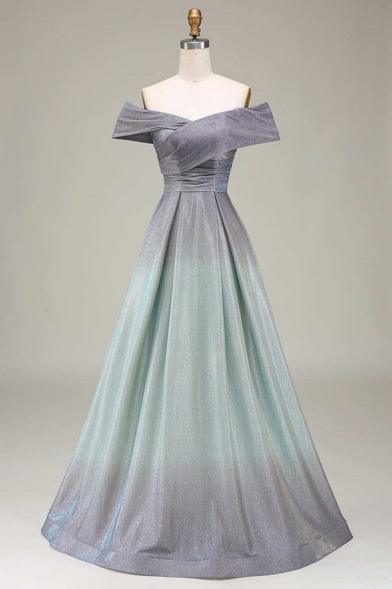 Charger l&#39;image dans la galerie, Scintillant hors de l’épaule une ligne princesse robe de Soirée avec plissé