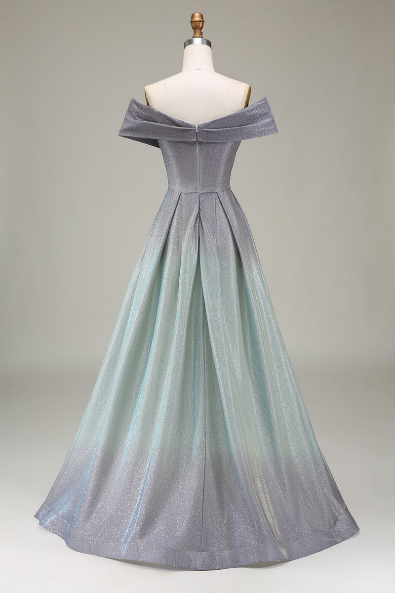 Charger l&#39;image dans la galerie, Scintillant hors de l’épaule une ligne princesse robe de Soirée avec plissé