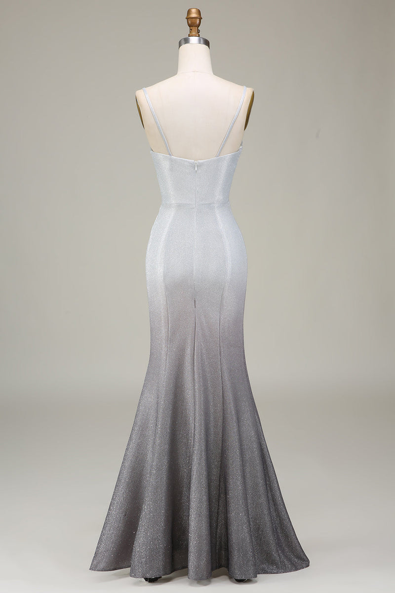 Charger l&#39;image dans la galerie, Robe de Soirée scintillante sirène grise avec plis
