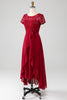 Charger l&#39;image dans la galerie, Bordeaux asymétrique paillettes scintillantes mère de robe de mariée avec Appliques