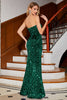 Charger l&#39;image dans la galerie, Sirène bustier paillettes longue robe de Soirée bleu royal avec fente