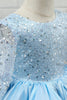 Charger l&#39;image dans la galerie, Robe fille à paillettes bleu clair avec manches