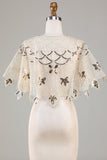 Paillettes Black Glitter 1920s Cape avec perles