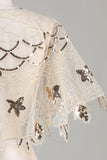 Paillettes Black Glitter 1920s Cape avec perles