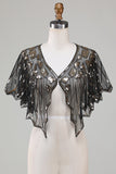 Paillettes Black Glitter 1920s Cape avec perles
