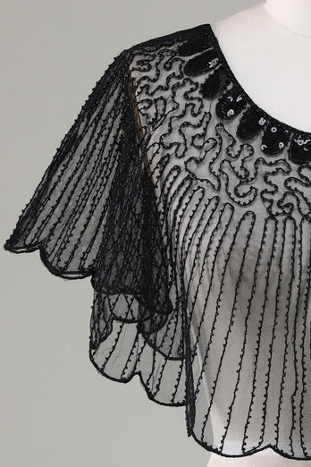 Paillettes Black Glitter 1920s Cap avec perles