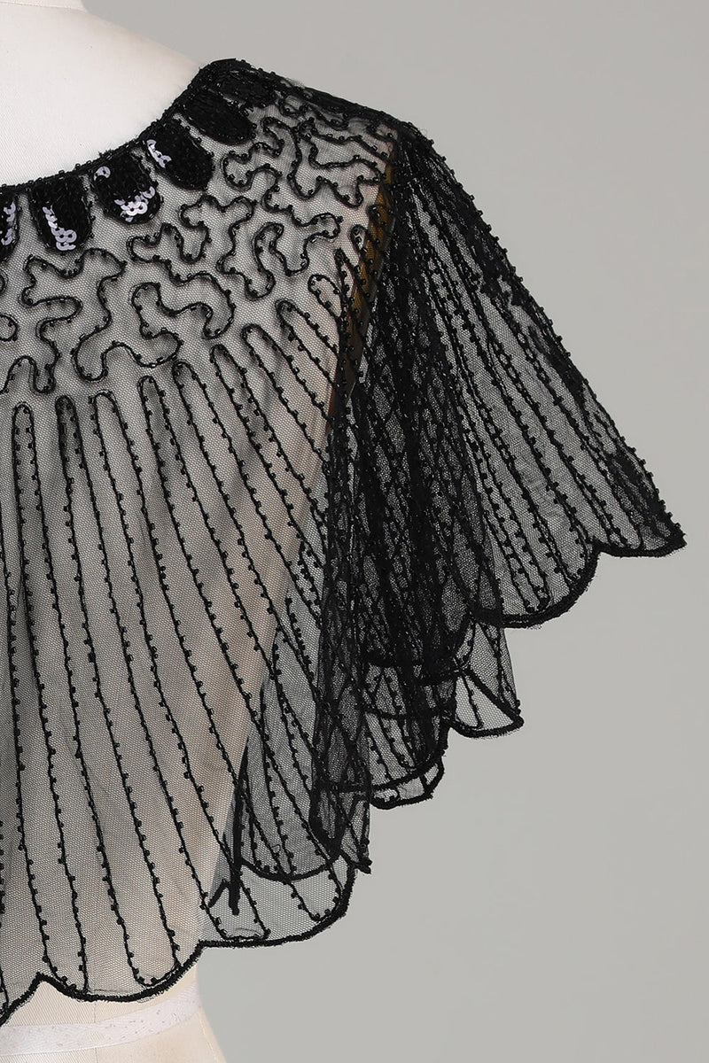 Charger l&#39;image dans la galerie, Paillettes Black Glitter 1920s Cap avec perles