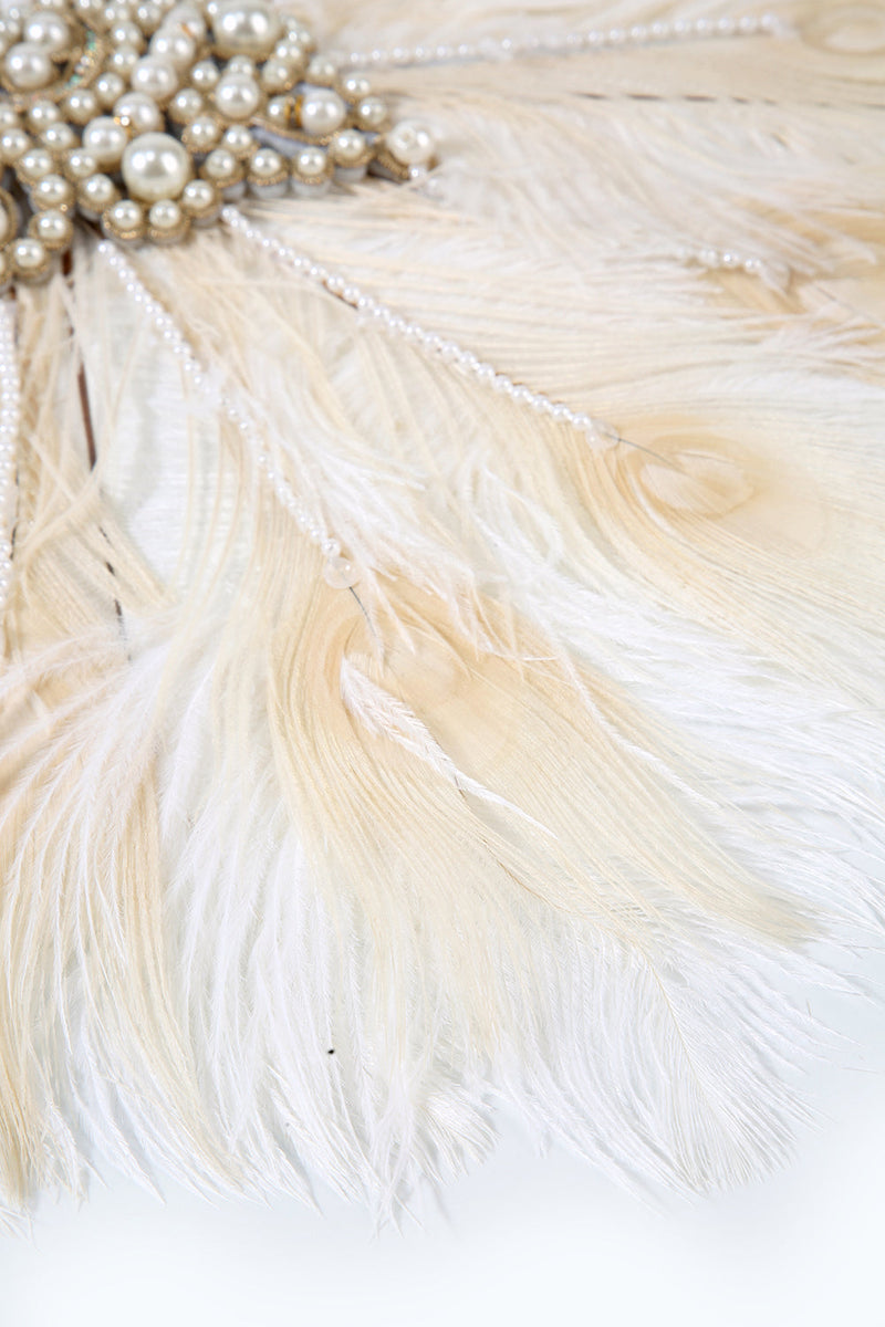Charger l&#39;image dans la galerie, Perles d’ivoire Ventilateur des années 20 avec plumes