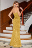 Charger l&#39;image dans la galerie, Sirène bustier paillettes longue robe de Soirée bleu royal avec fente