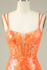 Charger l&#39;image dans la galerie, Magnifique Orange dentelle jusqu’à la robe de bal serrée Paillettes