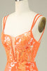 Charger l&#39;image dans la galerie, Magnifique Orange dentelle jusqu’à la robe de bal serrée Paillettes