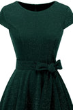 Robe Vintage Vert Foncé des années 1950 avec ceinture