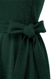 Robe Vintage Vert Foncé des années 1950 avec ceinture