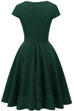 Robe Vintage Vert Foncé des années 1950 avec ceinture