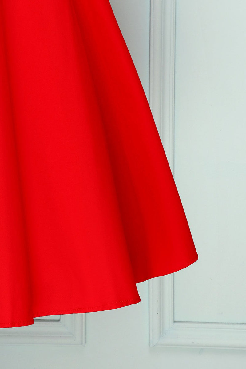 Charger l&#39;image dans la galerie, Robe trapeze à col en V rouge
