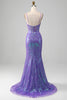 Charger l&#39;image dans la galerie, Sirène scintillant violet Corset robe de Soirée