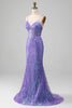 Charger l&#39;image dans la galerie, Sirène scintillant violet Corset robe de Soirée