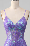 Sirène scintillant violet Corset robe de Soirée