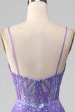 Sirène scintillant violet Corset robe de Soirée