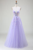 Robe de soirée violet trapèze avec paillettes