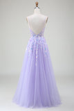 Robe de soirée violet trapèze avec paillettes