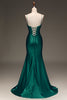 Charger l&#39;image dans la galerie, Robe de Soirée vert foncé à lacets pour sirène en satin avec corset