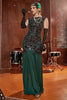 Charger l&#39;image dans la galerie, Dark Green Long 1920s Robe à paillettes à paillettes