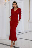 Robe de bal de sirène bourguignonne à volants