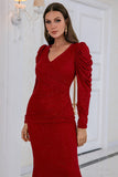 Robe de bal de sirène bourguignonne à volants