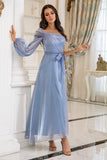 Robe de bal simple Blue One Shoulder