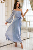 Robe de bal simple Blue One Shoulder