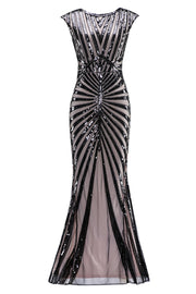 Robe Sirène Noire 1920s Gatsby Flapper avec paillette