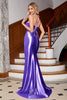 Charger l&#39;image dans la galerie, Superbe robe de bal corset à bretelles spaghetti sirène bleu royal avec fente devant