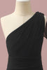 Charger l&#39;image dans la galerie, Robe de demoiselle d’honneur junior en mousseline noire à une épaule
