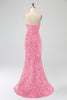 Charger l&#39;image dans la galerie, Robe de Soirée longue à paillettes bustier sirène rose avec fente