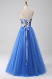 Robe de bal A-Line Sweetheart Mirror bleu royal