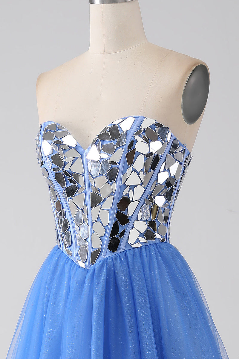 Charger l&#39;image dans la galerie, Robe de bal A-Line Sweetheart Mirror bleu royal