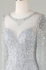 Charger l&#39;image dans la galerie, Magnifique robe de sirène perlée grise scintillante