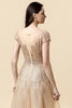 Charger l&#39;image dans la galerie, Une ligne col rond perles dorées longueur de sol robe formelle