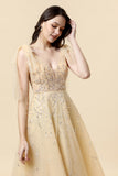 Robe formelle Sparkly Yellow Beaded A-Line