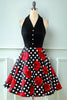 Charger l&#39;image dans la galerie, Black Rose Floral Polka Dots Vintage Robe