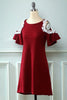 Charger l&#39;image dans la galerie, Dark Red Off the Shoulder Knitted Dress avec appliques