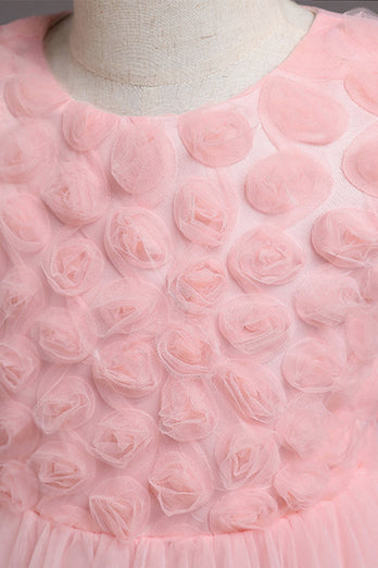Robe de fille à fleurs roses avec nœud papillon