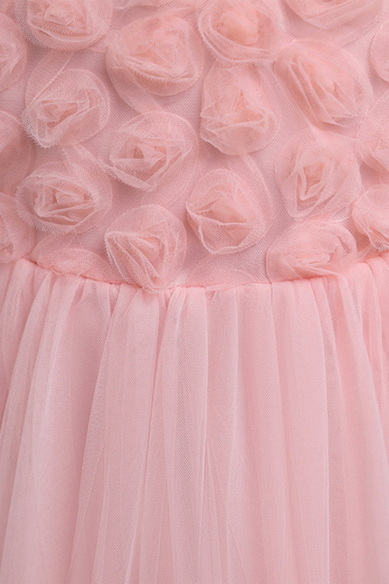 Charger l&#39;image dans la galerie, Robe de fille à fleurs roses avec nœud papillon