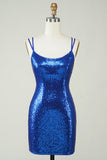 Robe de retour sans paillettes bleu royal